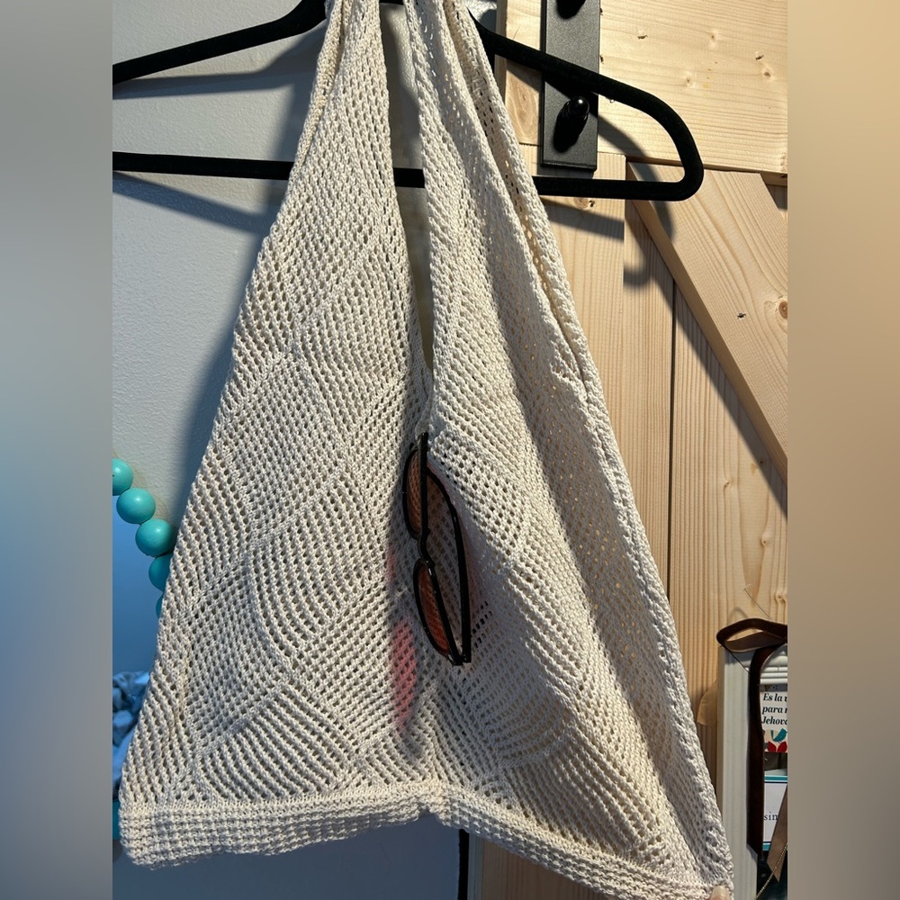Cream Knit Tote Bag - Picture 2 of 3